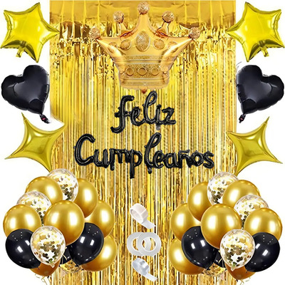 Guirnalda De Globos Punimo Color Negro\u002Fdorado Decoración De Graduación Adornos Para Cumpleaños Globos Para Fiesta Decoración De Boda Decoración De Baby Shower Decoracion Con Globos | Meses sin interés