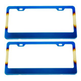  Par De Portaplacas Metalico Tornasol Azul Quemado 