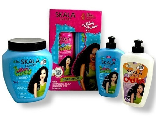 Kit Skala Mais Cachos Creme+shampoo+cond+creme Pentear + Gel