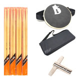 Kit 04 Baquetas Pro Fire Com Pad Para Estudo Chave E Capa