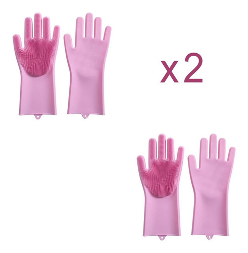 Pack X2 Pares De Guantes De Silicona P/lavar Cocina Baño