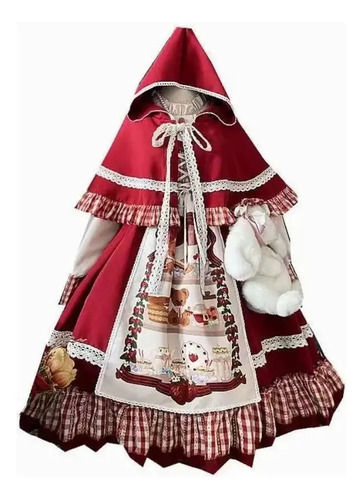 . Red Lolita Skirt Full Set Of Cute Student Dress .