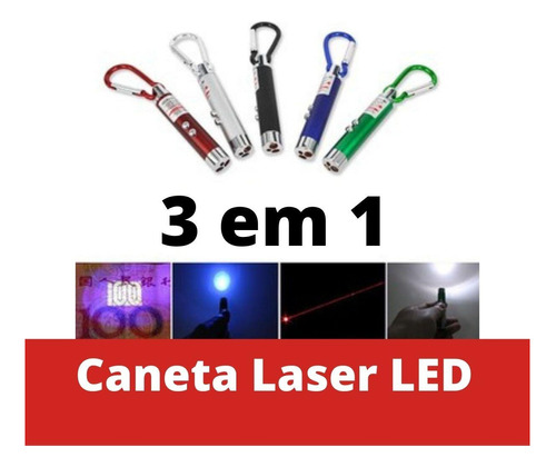 Caneta Testa Nota Falsa Laser 3 Em 1 + Lanterna +chaveiro