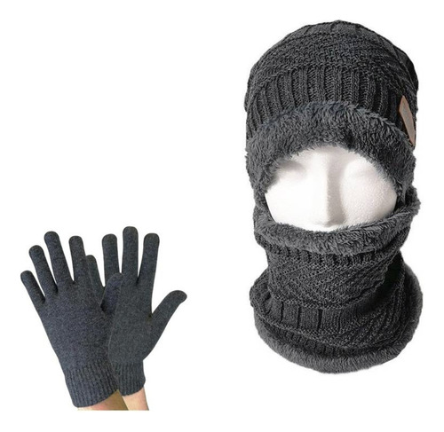 Set Gorro Mas Bufanda De Cuello Guantes Invierno Unisex Ekmc