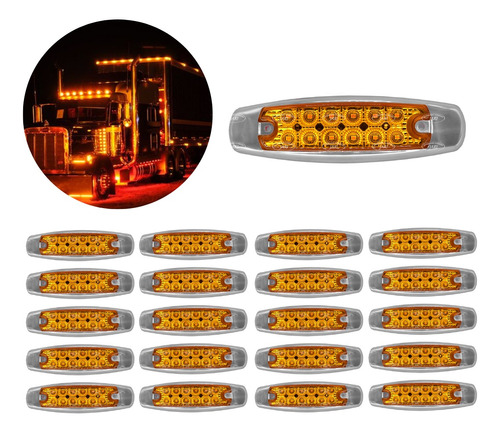 20 Piezas Plafón Lateral Peterbilt Camión 12 Led Con Estrobo