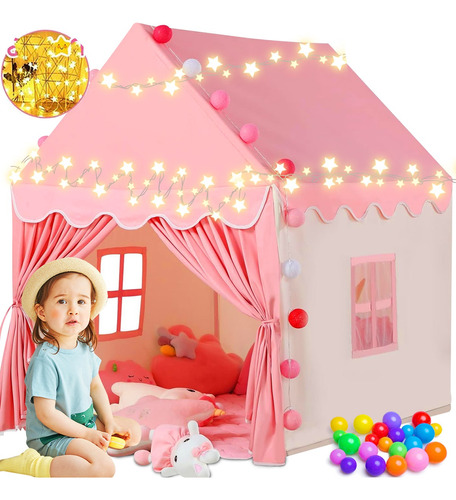 Juguete Carpa Niñas Casa Castillo Con 3m Luces Estrella