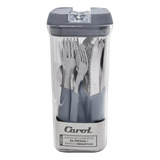 Set X24 Cubiertos Carol Fusion Con Frasco Hermetico Gris