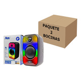 Bocina Recargable Multicolor Bluetooth Portatil Mp3 2 Piezas Color Negro