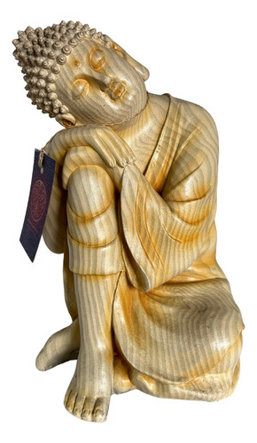 Estátua Buda Decorativo Enfeite Escultura 22cm Resinamadeira