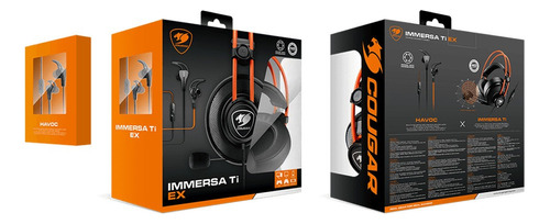 Combo Audifonos Gamer Cougar Immersa Ti Ex Color Negro