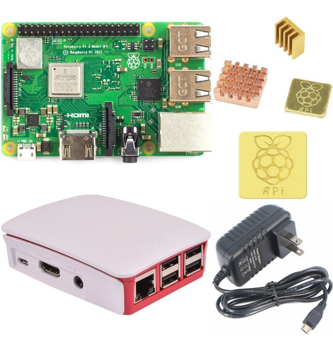 Raspberry Pi3 B Plus Case Carcasa Fuente Disipadores Kit 3b+