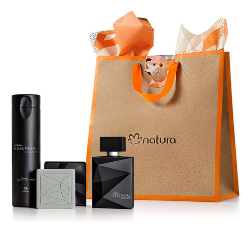 Presente Masculino Natura Essencial Exclusivo Kit Especial Com 03 Unidades + Sacola