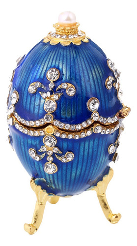 Esmalte Azul Faberge Huevo De Pascua Joyero Anillo De Boda S