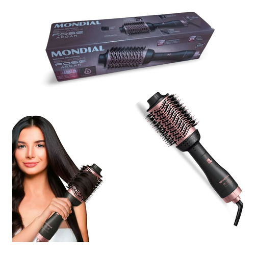 Escova Secadora Mondial Es-14 Argan 1200w Black Rose 110v