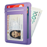 Billetera Tarjetero Portadocumentos Wallet Card Holder Bloqueo Rfid Cuero Pu Hombre Mujer Lavanda