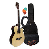 Guitarra Electroacústica Acero Fk40m N + Funda + Capo