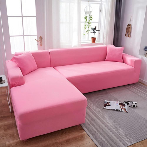 Cubre Sillon Rosado Tipo L O Seccional   Spandex Elasticada 