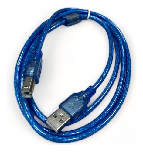 Cable De Impresora Con Medida De 1.5 Metros Y Doble Filtro Color Azul Oscuro