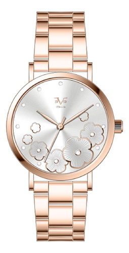 Reloj De Mujer V1969 Italia 1122-18 Oro Rosa De Flores
