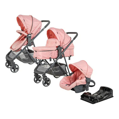 Carriola D Bebe Travel System Prince Con Autoasiento Color Negro Chasis Rosa | Meses sin interés