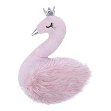 Cojín Decorativo De Cisne De Peluche Rosa Pico Y Coron...