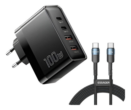 Cargador Carga Rápida 100w Gan Pd Qc 4.0/3.0 Usb C 4 Puertos