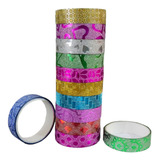 Cintas Decorativa Adhesivas Diamantadas Washi Tape 12 Piezas