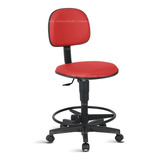 Cadeira Caixa Alta Secretaria Com Rodízios Rv Vermelho