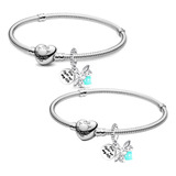 2 Pulseras + Charms Evangeline Luciernaga Amigas Pareja S925