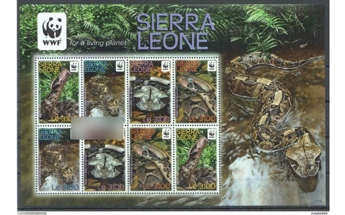 2011 Wwf Fauna Serpientes- Sierra Leona (hojita Bloque) Mint
