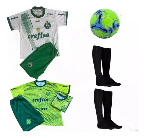 2 Kits Conjunto Uniforme Times De Futebol + Meião + Bola