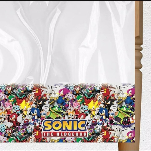 Mantel Plástico Sonic 108* 180 Cm Cumpleaños Y Fiestas 
