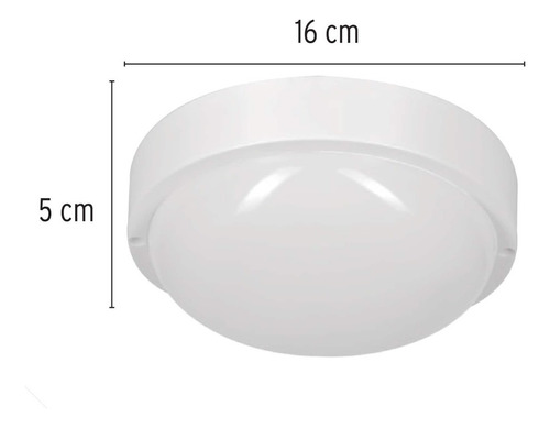 Plafón Redondo, 15w, 6500k, Ip54, Led Volteck 46262 Color Blanco