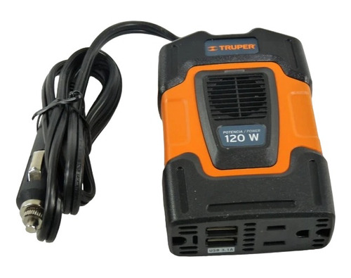 Inversor Corriente 120v Truper 120w Usb Cargador Auto 10447 Carga Rapida Celular Tabler Laptop