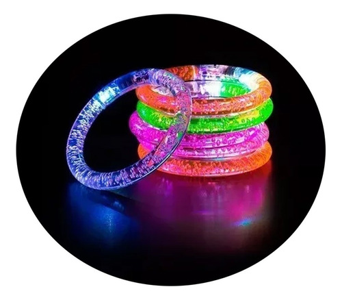 Pulsera Con Luz Led Aro Luminoso Redonda Fiesta Cotillon X12