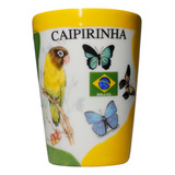 Copo De Cerâmica Com Canário E Borboletas 10cm 251g Cer68