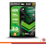 Cabo Hdmi 2.0 4k Ultra Hd 19 Pinos 144hz 1080p Srgb Hdr 3m