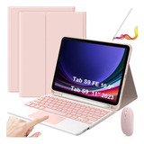 Funda Teclado Mouse Lapiz Para Galaxy Tab S9/s9 Fe 10.9 Rosa