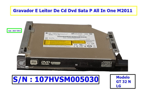Drive Leitor Gravador De Cd Dvd All In One Aoc M2011 Evo