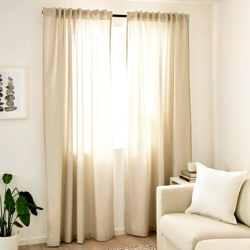 Set De Cortinas Beige De Ganchos Para Sala (3.20m X 2.50m)