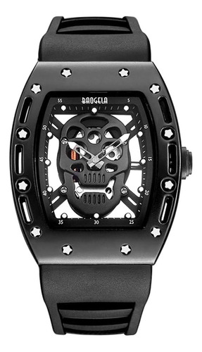 Baogela Relojes Para Hombres Lujo Esqueleto Calavera Rectáng