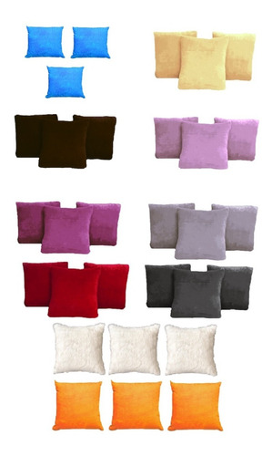 Set De 3 Cojines De Peluche Reversible Velour 50x50 Cms 