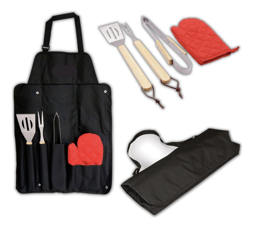 Kit Bbq Para Asados Parrillero Set Parrilla 5 Piezas