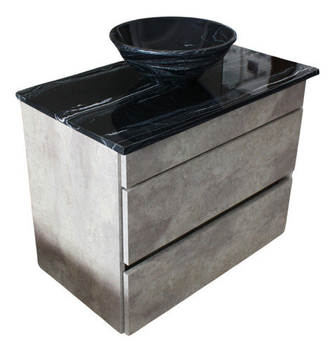 Vanitory Colgante 60 Nordica Concreto Con Tapa Negra