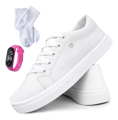 Tenis Feminino Kit Com Relogio E Meia Barato