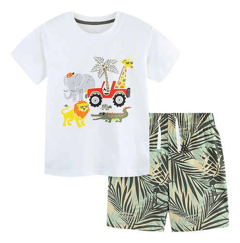 Conjunto De Camisetas Estampadas De Manga Corta Para Niños E