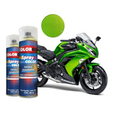 Tinta Spray Automotivo Verde Kawasaki Perol + Verniz 300ml