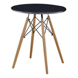 Mesa De Comedor Redonda Eames Travel Max De 80 Cm, Color Negro