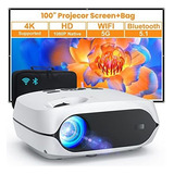 Proyector Happrun 12000 Lúmenes 1080p Wifi 4k 300'' -blanco