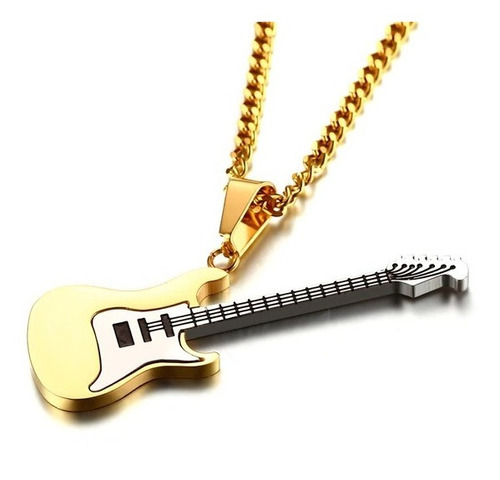 Collar Guitarra Electrica Gold Hombre Mujer Moda 2021